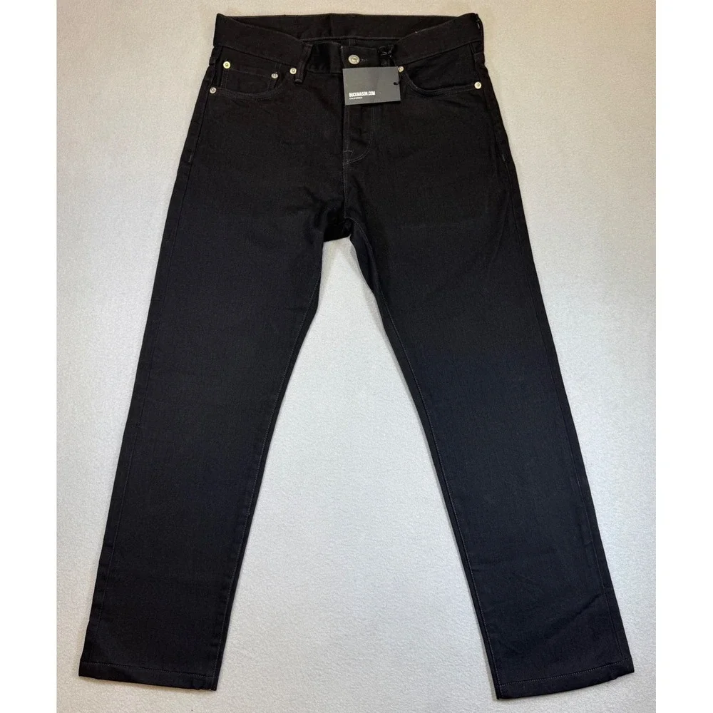BUCK MASON Black Maverick Slim Jeans Mens 31x28 Tagged 31x34 Button Fly $148